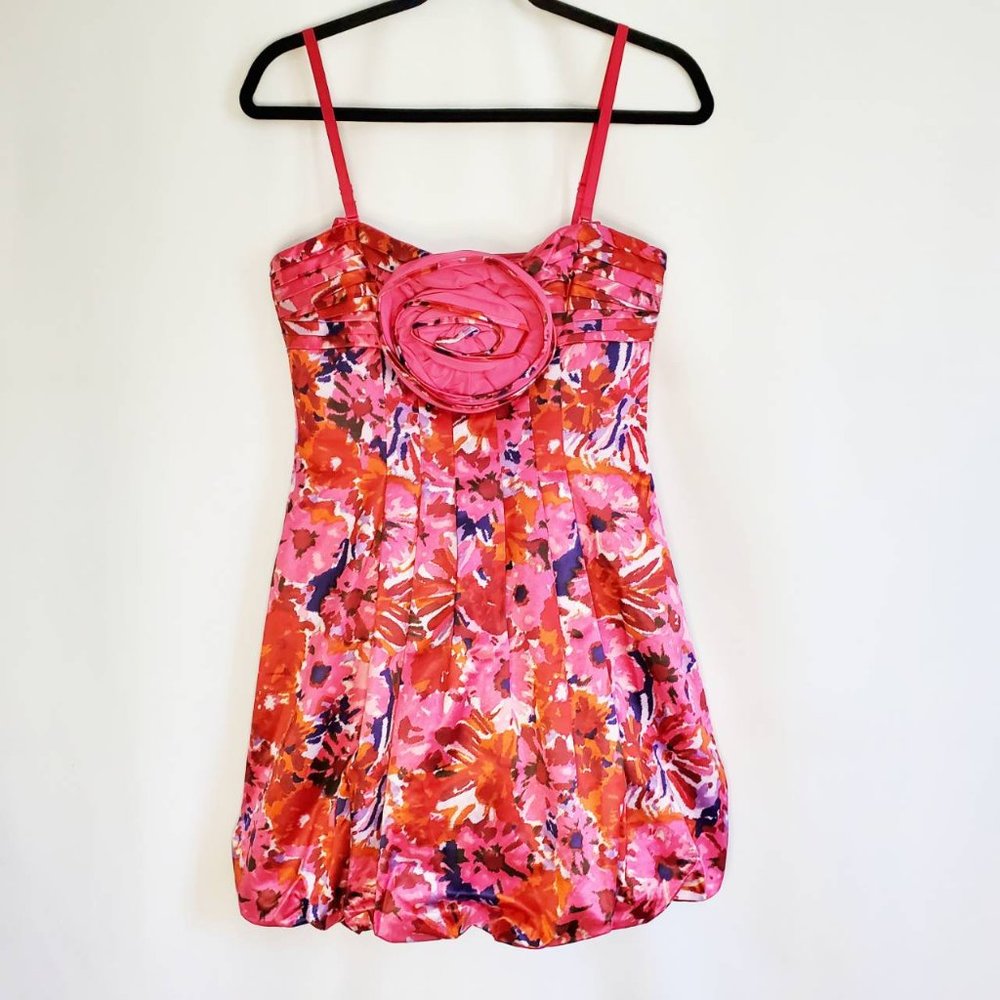 BCBGMAXAZRIA Begonia  Strapless Floral Prom Dress